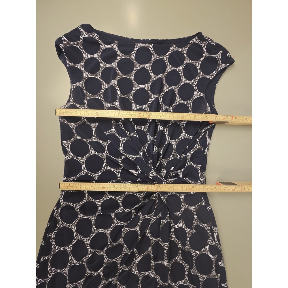 Lauren Ralph Lauren Navy Blue & White Print Dress Sz 12 Lined - Picture 8 of 10